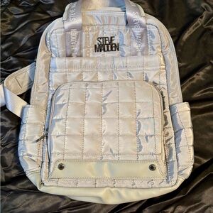 Steve Madden Silver Quilted Backpack